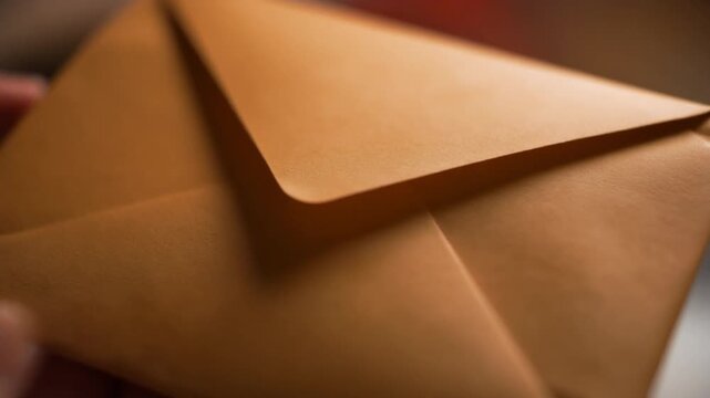 closeup of sealing a vintage brown mail envelope