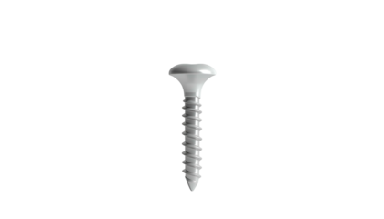 Isolated image of a silver screw with a slotted head, against a black background