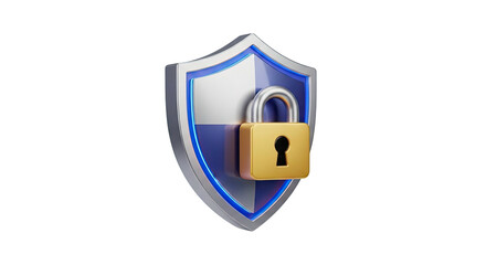 Cyber security padlock on shield digital data privacy protection