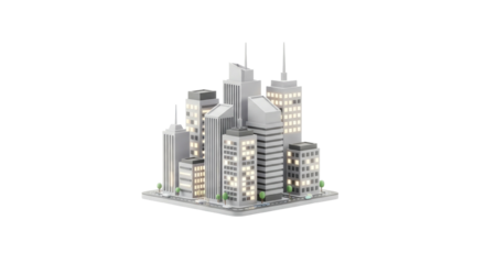 Modern 3 d city buildings skyline urban architecture digital render