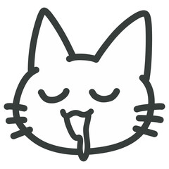 よだれを垂らしている白い猫のイラスト 居眠り 食いしん坊