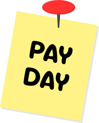 Pay Day Reminder Note Paper with Red Push Pin