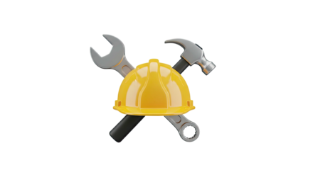 Construction hard hat wrench hammer cross tools safety equipment