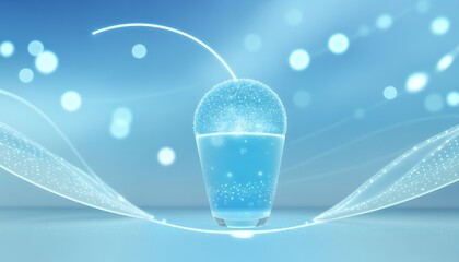 glass of champagne on blue background