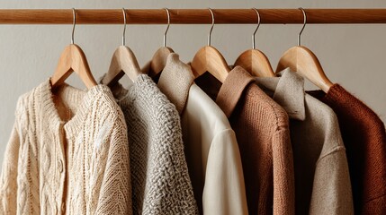 Minimal capsule wardrobe in natural tones for autumn winter fashion