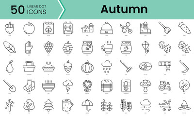 Set of autumn icons. Line art style icons bundle. vector illustration