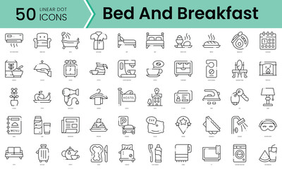 Set of bed and breakfast icons. Line art style icons bundle. vector illustration