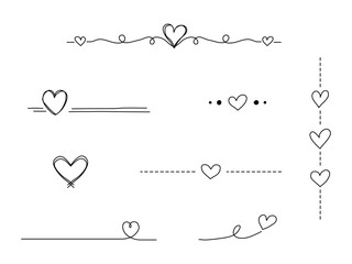 見出しに使える手描きハート装飾ラインセット