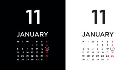 2026 calendar page showing January 11