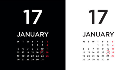 2026 calendar page showing January 17