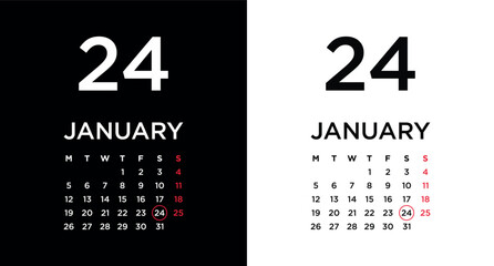 2026 calendar page showing January 24