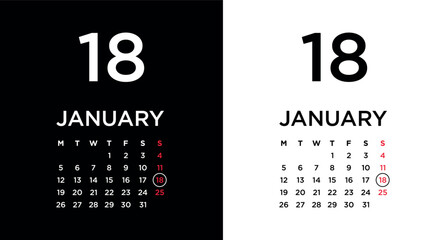2026 calendar page showing January 18