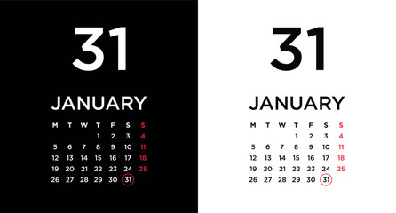 2026 calendar page showing January 31