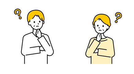 シンプルな私服のシニアの男女_疑問