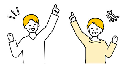 シンプルな私服のシニアの男女_喜ぶ