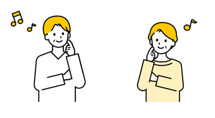 シンプルな私服のシニアの男女_上機嫌