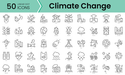 Set of climate change icons. Line art style icons bundle. vector illustration © IcoKitty