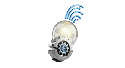 Technology light bulb gears innovation concept digital illustration