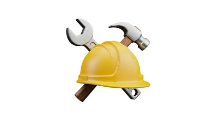 Construction hard hat wrench hammer icon symbol maintenance tool