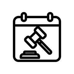 Court Schedule Line Icon of Jury Duty Icon Set