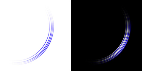Abstract Blue Light Swoosh, Glowing Crescent Trail for Overlay on Transparent Background