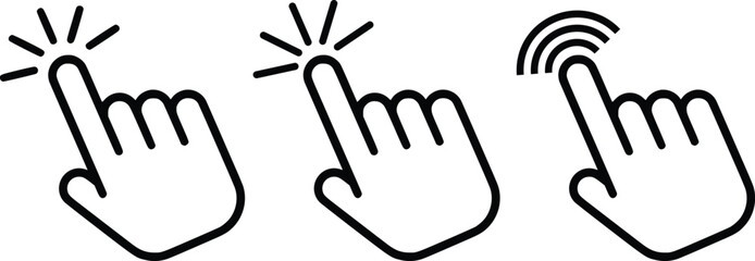  Hand click icon set illustration. pointer sign and hand symbol of vector illustration