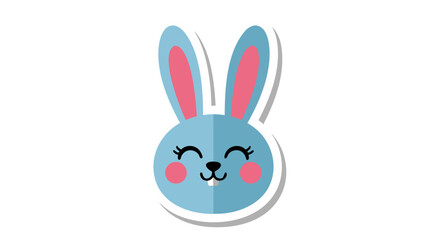 Cute Blue Bunny Face Illustration