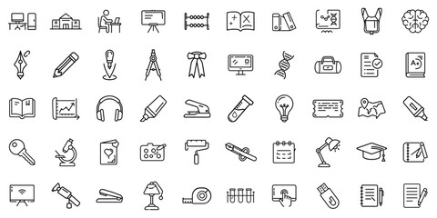 A collection of educational and creative icons representing various learning tools and concepts.