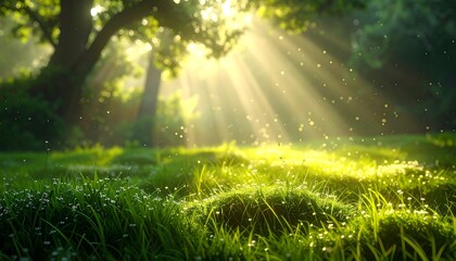 Sunlight Through Green Meadow