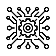 Machine Learning Model Line Icon, Outline Symbol for Predictive Analytics, Pattern Recognition, Automated Processing, Data Training, and Intelligent Computation. Vector Sign Icon.