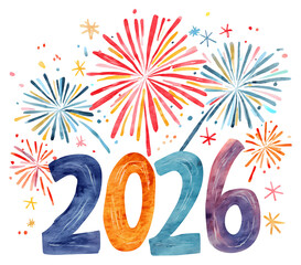 2026 new year in watercolor