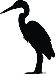 Elegant Black Silhouette of Heron Bird for Design Projects