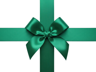 Elegant green satin ribbon cross with bow ideal for gifts on transparent background