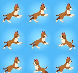 Fototapeta premium Dog running in blue background 
