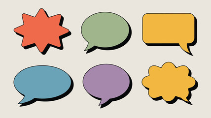 A collection of six colorful speech bubbles and comic style talk balloons for engaging communication