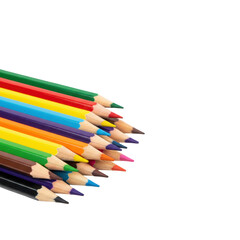 Fototapeta premium A vibrant collection of sharpened colored pencils fanned out.