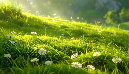 Sunlit Daisies, Green Bliss