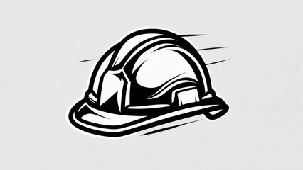 Fototapeta premium Construction Safety Helmet Icon - Black and White Illustration.