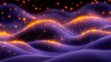 Abstract landscape of glowing particles