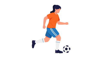Obraz premium Flat Illustration of a Woman Playing Soccer