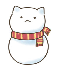 かわいい猫の形のゆきだるま