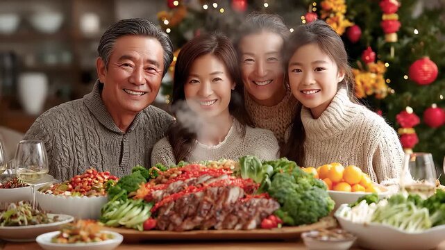 Festive Family Reunion Dinner Sharing Holiday Joy