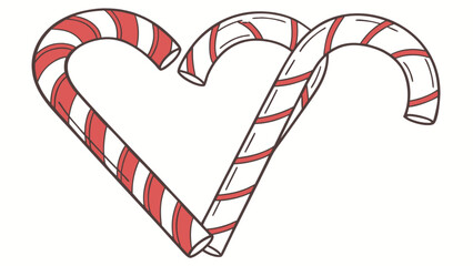 Three candy canes forming a heart shape festive Christmas holiday illustration isolated on white bac