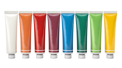 color tubes isolated on transparent background