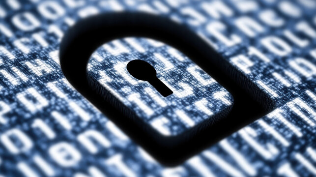Digital padlock icon binary code background secure encryption concept conveying protection - Powered by Adobe