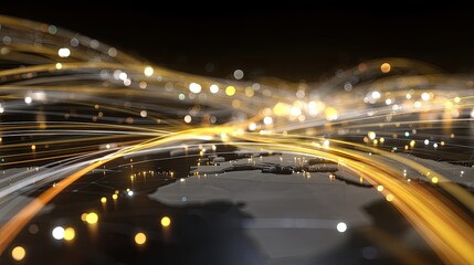 Abstract Representation of Global Connectivity with Light Trails on a Dark Background