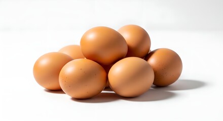 Brown eggs on a white surface