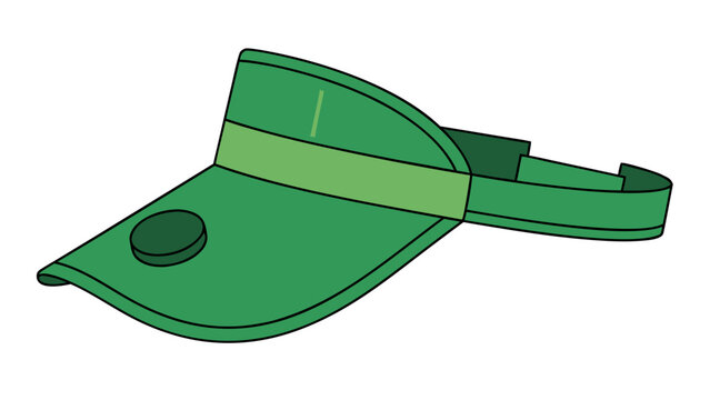 Green Sun Visor Cap with Emblem - Vector Illustration
