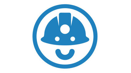 Happy Construction Worker Icon: Safety Helmet and Smiling Face