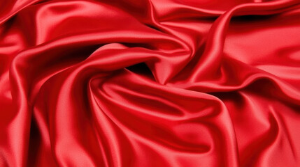 Obraz premium Red satin fabric folds with romantic glossy texture and flowing elegant drape